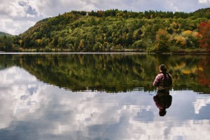 Wading quietly out on a loch is advantageous when targeting wild trout with a fly rod which always requires a degree of stealth for success.